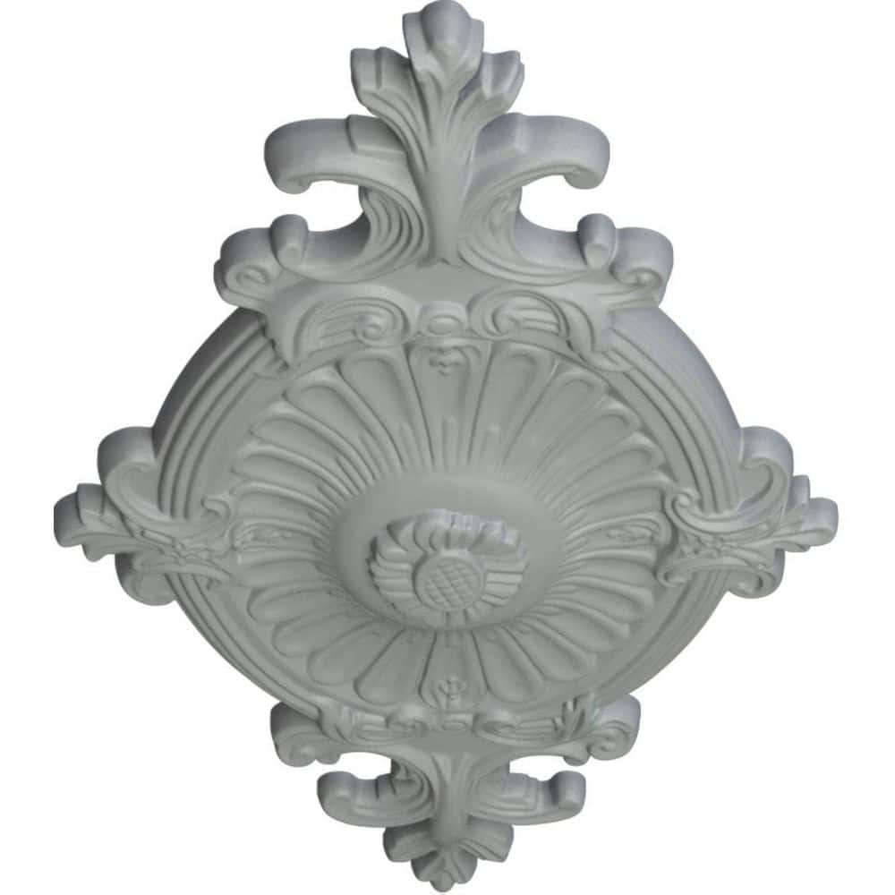 Primed White Polyurethane Rose and Ribbon Ceiling Medallion