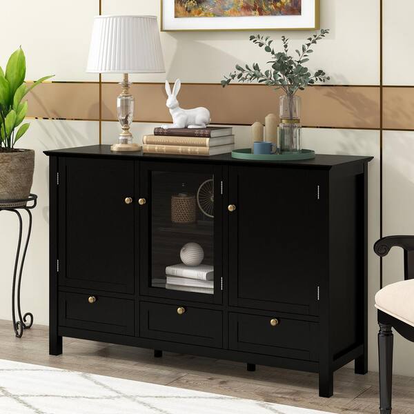 Eileen 62.2'' Console Table, Storage Sofa Table with Drawers and Shelves Wildon Home Color: Black