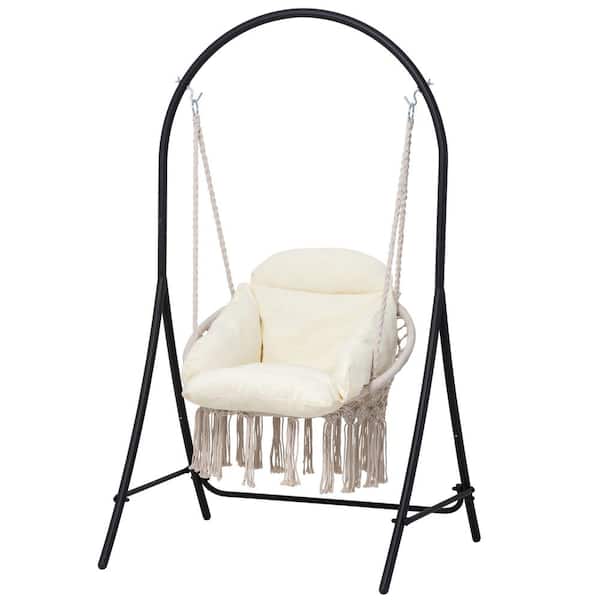 Atesun 6.1 ft Hammock Chair with Stand, 330 lbs. Capacity in Beige