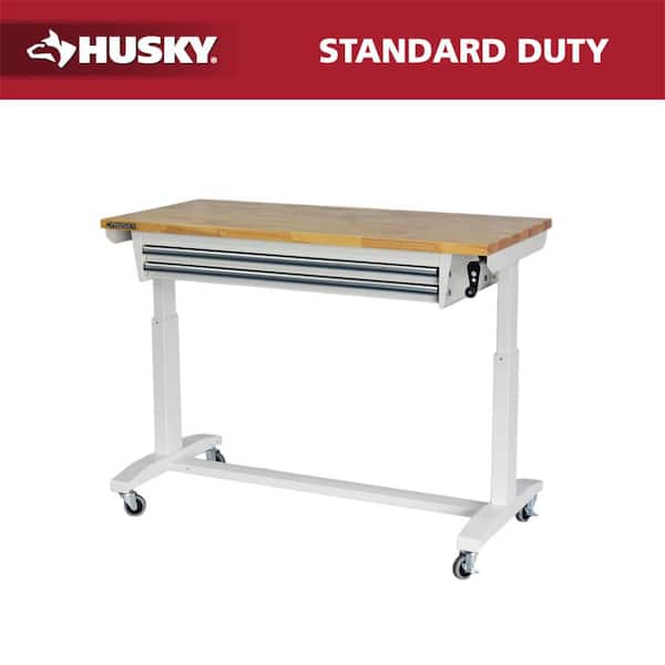 ワークテーブル Husky 52 in. W x 24 in. D 2-Drawer Adjustable Height White