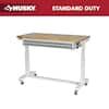 Husky 52 in. W x 24 in. D 2-Drawer Adjustable Height White Workbench Table with Solid Wood Top HOLT5202BJ2
