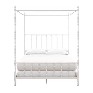 Emerson White Metal Canopy Queen Size Frame Bed