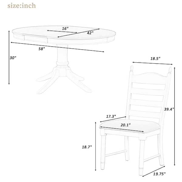 5-Piece Retro Off White Extendable Wood Top Dining Room Set Seats 4