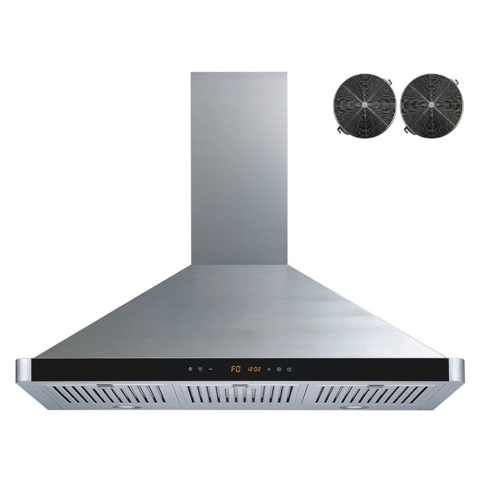 36 in. 480 CFM Convertible Wall Mount Range Hood in Stainless Steel with Baffle Filters and Charcoal Filters