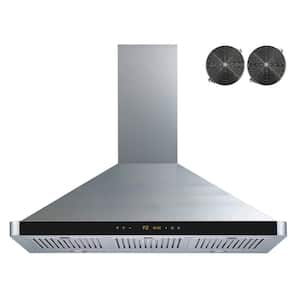 36 in. Convertible 439 CFM Wall Mount Range Hood in Stainless Steel with Baffle Filters and Charcoal Filters