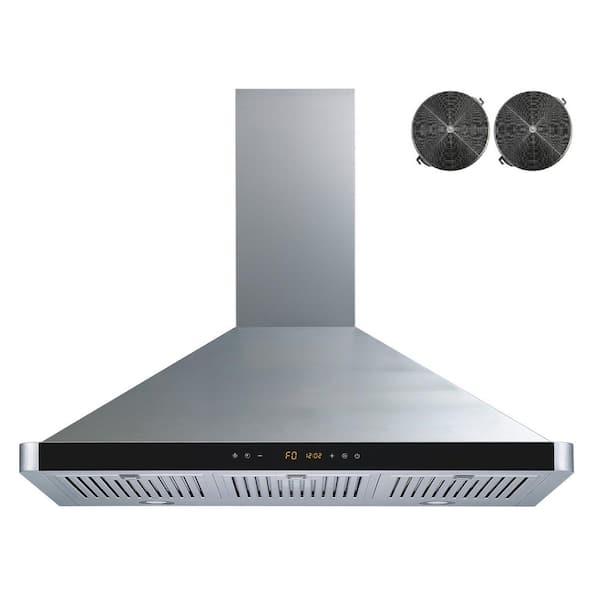 Winflo 36 in. Convertible 439 CFM Wall Mount Range Hood in Stainless Steel with Baffle Filters and Charcoal Filters