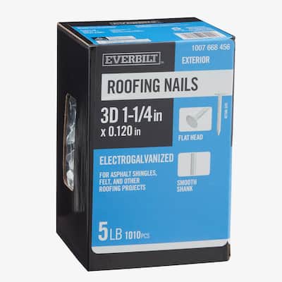 1-1/4 in. x 3D Electro-Galvanized Non-Collated Roofing Nails 5 lbs. (1010-Count)
