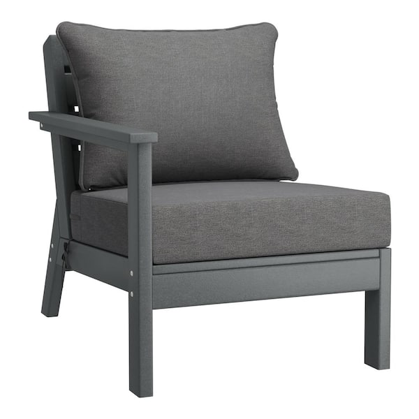 Westin Outdoor Birchwood Outdoor Patio Deep Seating Left Facing Arm HDPE Lounge Chair in Grey with Grey Cushions