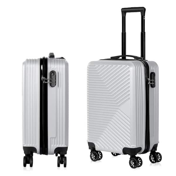 HIKOLAYAE Carry On Luggage, 20 in. Hardside Suitcase ABS Spinner Luggage  with Lock - Crossroad in Silver H01-SILVER-20 - The Home Depot