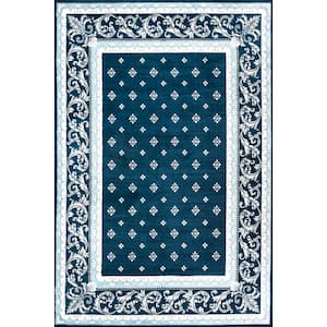 Acanthus Navy/Blue 4 ft. x 6 ft. French Border Area Rug