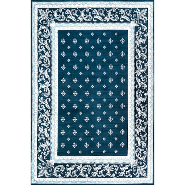 Acanthus Navy/Blue 4 ft. x 6 ft. French Border Area Rug