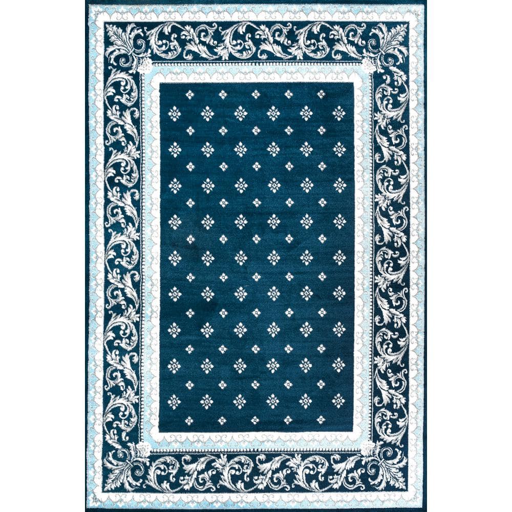 Navy and Blue Synthetic 8' x 10' Reversible Area Rug