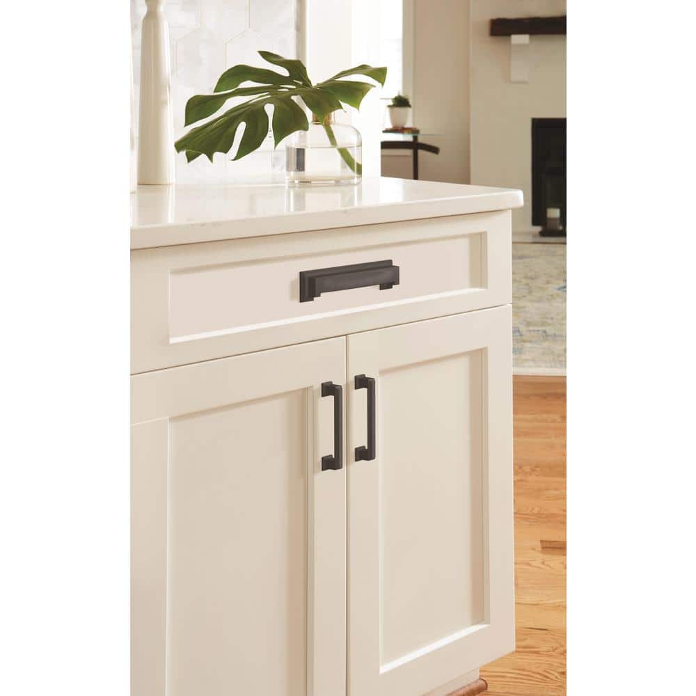 Matte Black Steel Cabinet Cup Pull with Mounting Hardware