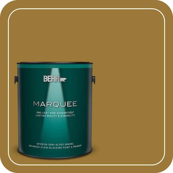 BEHR MARQUEE 1 Gal. #M300-7A Retro Gold Semi-Gloss Enamel Interior Paint and Primer
