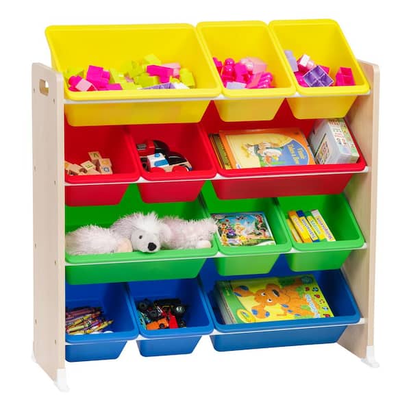 Multi Colored Toy Storage Bin Rack, Shelves To Hold Storage Bins
