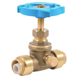 1/2 in. Push-to-Connect Brass Stop Valve with Drain