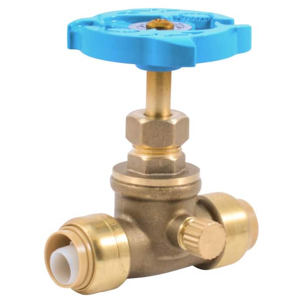 SharkBite 1/2 in. Push-to-Connect Brass Stop Valve with Drain