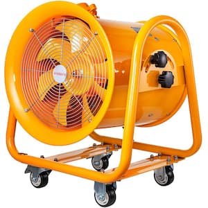 16 in. Utility Blower Fan Explosion Proof Fan 1100-Watt 60Hz 3450 RPM with Wheels for Extraction Ventilation in Orange