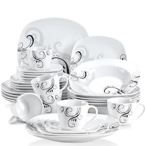 Zoey 30-Piece Casual Ivory White Porcelain Dinnerware Set (Service for 6)