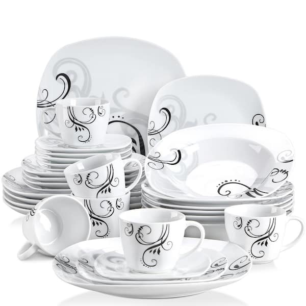 VEWEET Zoey 30-Piece Casual Ivory White Porcelain Dinnerware Set (Service for 6)