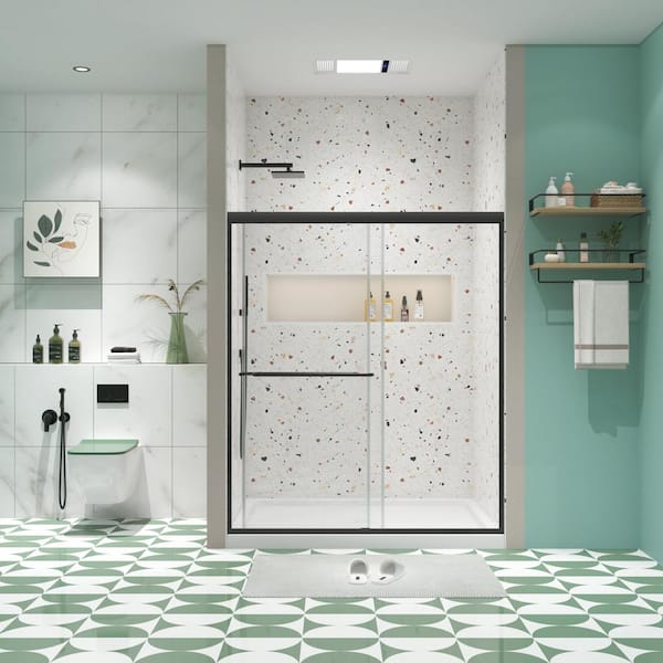 54 in. L x 48 in. W x 70 in. H Shower Door/Enclosure in Matte Black