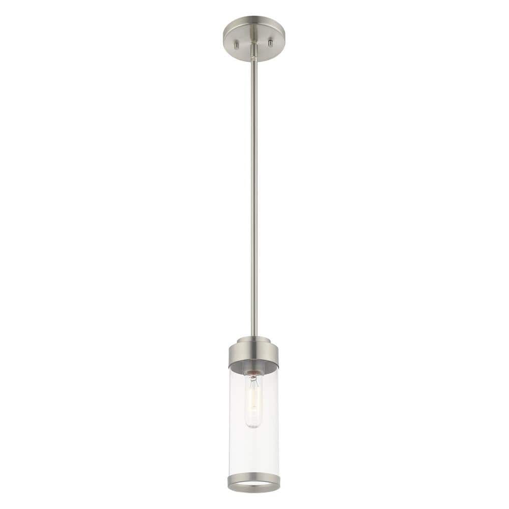 Brushed Nickel Mini Pendant with Clear Glass Shade