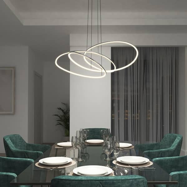 Artika Swirl Butterfly 26-Watt 1 Light Chrome Modern 3 CCT Integrated LED Pendant Light Fixture for Dining Room or Kitchen