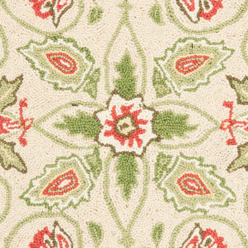 Chelsea Beige and Green Hand-Knotted Wool Floral Rug