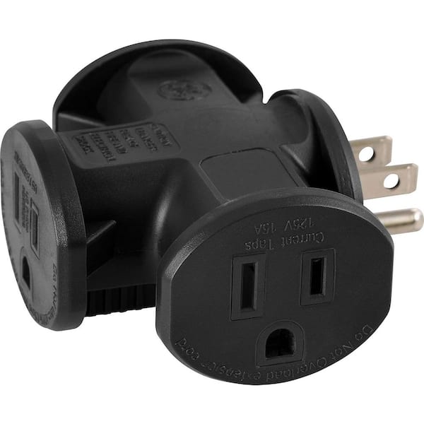 Etokfoks 3-Outlet T-Shaped Adapter Extender Grounded Wall Tap and ...