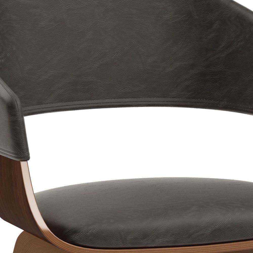 Distressed Brown Faux Leather Upholstered Bentwood Dining Chair