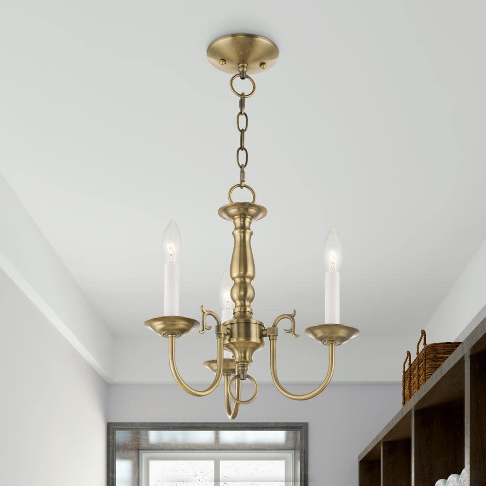 Antique Brass 14'' Mini Candle Chandelier