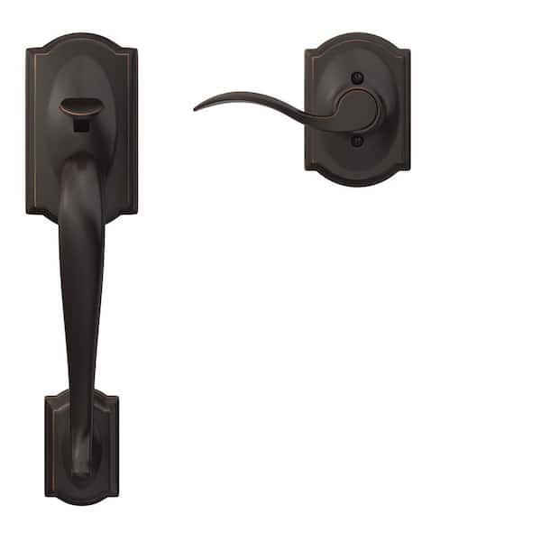 Schlage FE285 G CAM 716 ACC CAM Camelot Aged Bronze Entry Door Handle Set with Accent Door Handle - 3