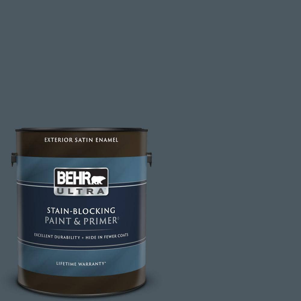 BEHR ULTRA 1 gal. #S470-7 Undersea Satin Enamel Exterior Paint & Primer ...