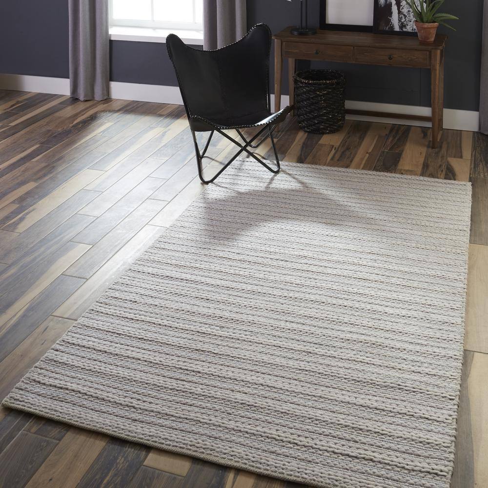 Handmade Andes-Inspired Gray Stripe Wool 3'x5' Area Rug