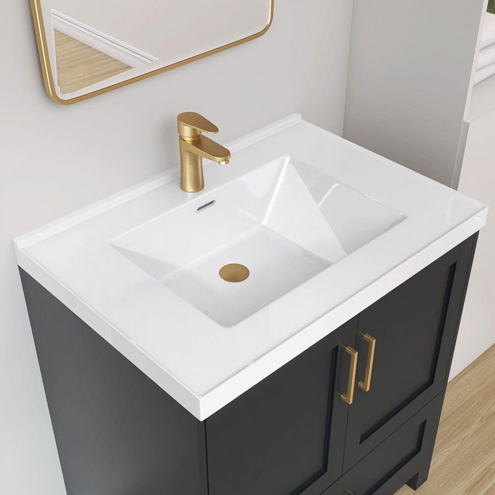NTQ 30 in. W x 22 in. D Solid Surface Resin Rectangular Single Sink ...