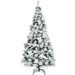 6 ft. Snow Flocked Artificial Christmas Tree Hinged Xmas Tree With Metal Stand