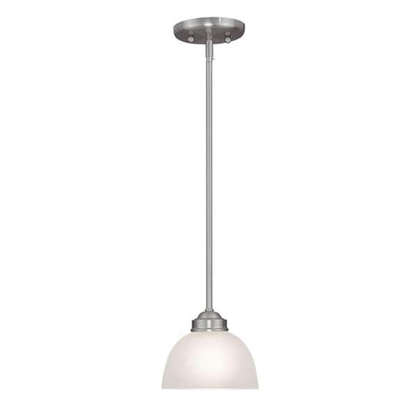Stonecrest 1-Light Brushed Nickel Mini Pendant with Satin Glass