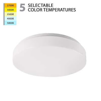 Glo 13 in. 1-Light White Selectable LED Flush Mount 2700K-3000K-3500K-4000K-5000K
