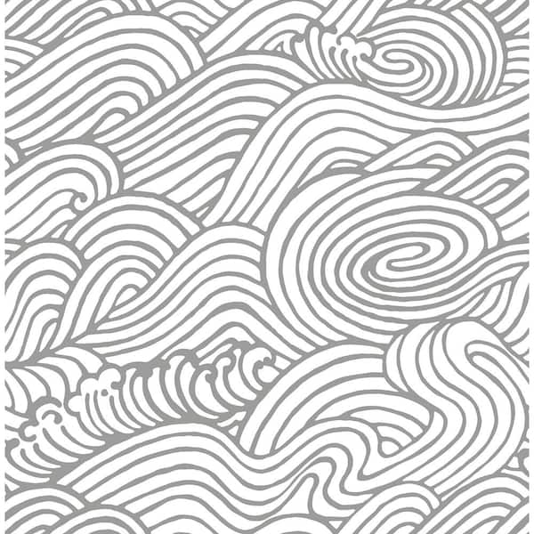 NuWallpaper Grey Saybrook Peel and Stick Wallpaper Sample