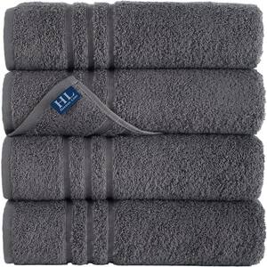 4-Pieces Grey Turkish Cotton Bath Towels
