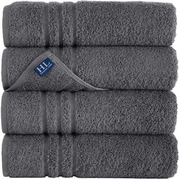 Hawmam Linen 4-Pieces Grey Turkish Cotton Bath Towels