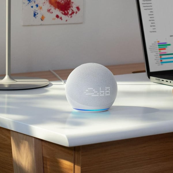 2022 Echo Dot 5th Gen Smart Speaker, Glacier White