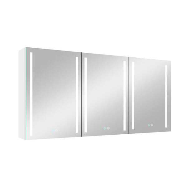 Unbranded 60 in. W x 30 in. H LED Bathroom Rectangular Aluminum Medicine Cabinet with Mirror
