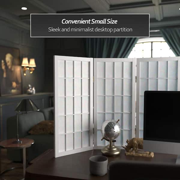 RED LANTERN 2 ft. Short Desktop Window Pane Shoji Screen - White