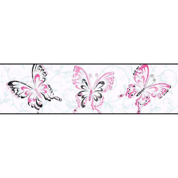 York Wallcoverings 6.75 In. Butterfly Scroll Border Off White Wallpaper Border