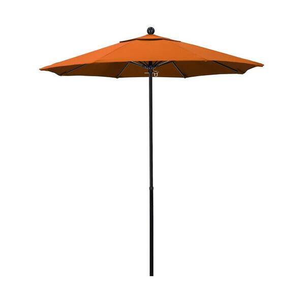 California Umbrella 7.5 ft. Black Complete Fiberglass Market Pulley Open Patio Umbrella in Tuscan Pacifica