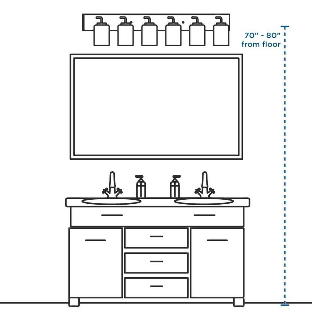 Replay Collection 48" Brushed Nickel 6-Light Bath Vanity with Etched Glass Shades