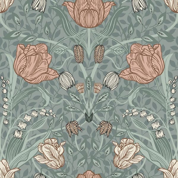 A-Street Prints Tulipa Sage Floral Paper Strippable Roll (Covers 56.4 sq. ft.)