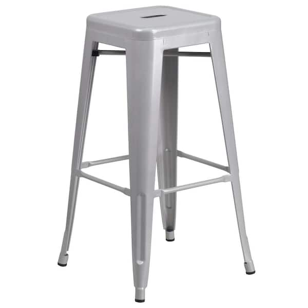 Flash Furniture 30 in. Gray Metal Bar Stool CH3132030SIL