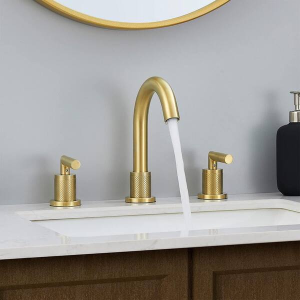 Staykiwi 8 in. Widespread Double Handle Bathroom Faucet in Brushed Gold SKDRBF12-BG - The Home Depot
